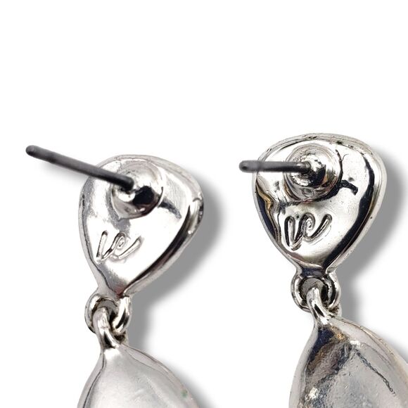 LC Lauren Conrad Two Tone Metal Teardrop Double Drop Earrings Purple Center - Picture 8 of 10